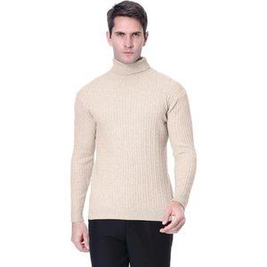 Men's Casual Slim Fit Turtleneck Pullover Sweaters Tops with Twist